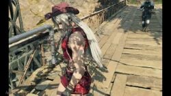 ai_generated ass booty cloud_strife cowboy dance drooling fountain long_hair rainbow_lights sephiroth sephiroth_cosplays_as_cowboy_tifa tagme teddy video