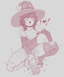 ahegao blushing futanari imminent_cum imminent_cumshot imminent_explosion imminent_orgasm kono_subarashii_sekai_ni_shukufuku_wo! kyokeer sketch small_breasts witch_hat