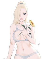 1boy 1boy1girl 1girls absurd_res absurd_resolution absurdres bare_arms bare_shoulders bare_thighs belly_button black_hair blonde_hair blue_bra blue_eyes blue_lingerie blue_panties blue_underwear blush boruto:_naruto_next_generations bra canon_couple chibi cleavage cleavage_cutout closed_eyes couple eyelashes female female_focus flower flower_in_hand forehead_protector hair_over_one_eye hair_ribbon hairclip headband hi_res high_resolution highres hips husband_and_wife ino_yamanaka konohagakure_symbol light-skinned_female light_skin lingerie lips lipstick makeup male male/female male_pov married_couple mature mature_female mature_woman medium_breasts milf miqoto9 naruto naruto_(series) naruto_shippuden open_mouth pale-skinned_female pale_skin panties parted_lips pink_lips pink_lipstick pinup ponytail pose posing pov puckered_lips ribbon sai shonen_jump shounen_jump shueisha smile smiling standing straight sunflower underwear very_high_resolution weekly_shonen_jump weekly_shounen_jump white_background white_skin wide_hips yamanaka_ino yellow_hair