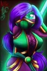 2026 :3 artist_name artist_signature big_boobs big_breasts big_thighs gildedguy green_eyes green_eyeshadow green_staff hair_tie hyuns_dojo jade_(cosplay) jade_(gem) jade_(mortal_kombat) jade_(rhg) long_hair mask mortal_kombat mortal_kombat_(2011) ninja ninja_girl ninja_mask nipple_bulge not_tlc pole purple_hair red_skin staff thick_thighs