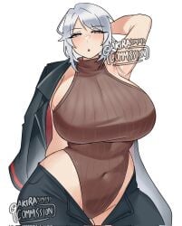 1girl 1girls akira404040 armpit armpits arms_up big_breasts breasts faust_(limbus_company) female female_focus female_only hip_cleavage large_breasts light-skinned_female light_skin limbus_company looking_at_viewer massive_breasts project_moon solo solo_female solo_focus thick_thighs thighs wide_hips