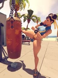 3d beach chun-li chun-li_(fortnite) female fortnite street_fighter tc_astatine training