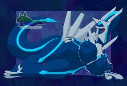 anthro arceus_tummy big_breasts blue_body blush breast_vore breasts dialga dragon endosoma featureless_breasts female female_pred feral generation_4_pokemon group hi_res legendary_pokemon multicolored_body multiple_prey mythological_creature mythological_scalie mythology nintendo onomatopoeia pokemon pokemon_(species) red_eyes safe_vore scalie simple_background size_difference smile soft_vore sound_effects tail text trio unusual_vore vore