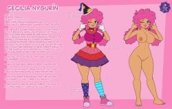 astralbtlm original original_character oc destiny_elite cecilia_nygurin 1girls female female_only solo clothing clothed fully_clothed clothed_female magic magical_girl magic_user dress magician_hat cone_hat gloves socks mismatched_socks boots bowtie bowtie_collar nude nude_female completely_nude completely_nude_female breasts big_breasts ass big_ass thighs thick_thighs tan_body tan_skin tan-skinned_female pink_hair pink_hair_female pink-haired_female pigtails pigtail cartoon_gloves blush blushing blushing_at_viewer blushing_female blush_stickers blushed_face blush_face wink winking_at_viewer winking winking_eye tongue tongue_out playful playful_smile playful_face playful_expression playful_blush text english_text english reference_sheet character_sheet artist_name artist_logo 2026