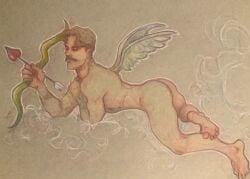 artist_request angel angel_wings mustache gay wings bubble_butt sole solo solo_male cupid cloud no_ai human_artist