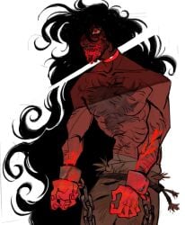 vladcard alucard_(hellsing) hellsing human_artist vampire long_hair black_hair muscular_male chained