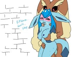 anthro arm_tuft bite biting_lip biting_own_lip black_sclera blue_body blue_fur blue_nipples blush blush_lines blushing_profusely bodily_fluids breast_grab breasts breath brown_body brown_fur butt colored_feces dialogue dipstick_tail duo ears_down eeveelution ellipsis english_text eye_roll feces female female_pooping floppy_ears food_feces fur generation_4_pokemon glaceon hand_on_breast ice_cream_feces katie_(theonetruesinner) long_ears looking_down looking_down_at_another looking_pleasured lopunny markings narrowed_eyes nintendo nipples nude nude_anthro nude_female pivoted_ears pokemon pokemon_(species) pooping red_eyes scat scatplay self_bite simple_background sweat tail tail_markings talking_to_another tan_body tan_fur teeth text theonetruesinner tuft tulip_(kitokitokito) unusual_feces white_background wrist_tuft