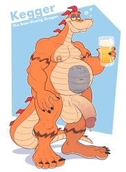 2026 4_fingers 4_toes alcohol anthro anti_dev armband_tattoo balls beer_glass belly belly_tattoo beverage big_balls big_belly big_feet big_penis black_claws black_toe_claws bubble character_name circumcised claws closed_smile colored countershading digital_drawing_(artwork) digital_media_(artwork) dragon drunk drunk_bubble english_text eyebrows feet fingers flaccid genitals glans half-closed_eyes hi_res holding_beer holding_beverage holding_glass holding_object humanoid_genitalia humanoid_penis male moobs mouth_closed mythological_creature mythological_scalie mythology narrowed_eyes navel nipple_piercing nipple_ring nipples non-mammal_balls non-mammal_navel non-mammal_nipples nude nude_anthro nude_male orange_body overweight overweight_anthro overweight_male penis piercing pink_glans pink_nipples purple_eyelids red_eyebrows red_spines ring_piercing scalie simple_background smile solo standing stubble substance_intoxication tail tan_body tan_countershading tattoo text toes urine_drip vein veiny_penis yellow_sclera