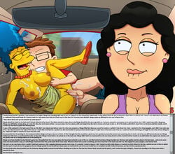 1boy 2girls 2milfs affair age_difference american_dad ass biting_lip bonnie_swanson breasts brown_hair car car_sex crossover cum cum_in_pussy cum_inside cum_on_breasts english_text family_guy female inside_car male marge_simpson milf milfparty milfs older_female page sex sex_in_car slappyfrog steve_smith story text the_simpsons vaginal_penetration younger_male