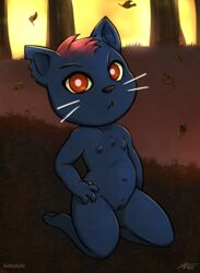 2019 anthro domestic_cat felid feline felis female flat_chested fur hair innie_pussy looking_at_viewer mae_(nitw) mae_borowski mammal night_in_the_woods nipples nude presenting pussy red_eyes slightly_chubby solo video_games young zekromlover