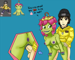 anthro anus ass breasts cum digimon digimon_(species) digimon_world dxt91 female human interspecies male mameo_(digimon) nipples nude palmon penis plant plant_girl vagina vaginal