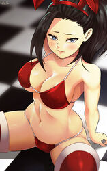 blush costume esther-shen momo_yaoyorozu my_hero_academia sitting