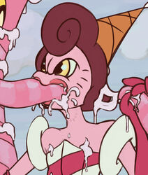 angry_fellatio baroness_von_bon_bon betawho clothing cum cum_in_mouth cum_inside cuphead_(game) fellatio female male no_humans oral penis short_hair tentacle