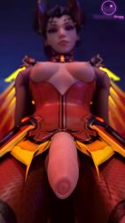 1futa 3d alternate_costume areolae breasts devil_mercy dickgirl flaccid foreskin futa_only futanari intersex looking_at_viewer mercy nipples overwatch penis solo solo_futa strapy taker_pov uncut