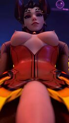 1futa 3d alternate_costume angela_ziegler areolae blizzard_entertainment breasts devil_mercy dickgirl futa_only futanari intersex looking_at_viewer mercy nipples overwatch penis solo solo_futa strapy taker_pov