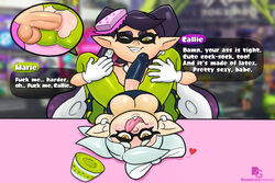 2futas anal callie_(splatoon) cephalopod cock_sleeve cock_sleeve_(clothes) cock_sock cousins dickgirl domination drunkengeneral earrings fucked_silly futa_on_futa futa_only futadom futanari futasub gloves humanoid humiliation incest inkling intersex latex marie_(splatoon) marine nintendo shiny smooth_skin splatoon squid squid_sisters tongue tongue_out wink