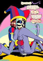 absurd_res anal announcing_orgasm anthro asking_to_stop balls bodily_fluids clothing cum cum_on_ground de88a8le dialogue duo english_text erection eyeshadow female fool's_hat genital_fluids genitals glitch_productions gooseworx's_post-transition_jax_design gynomorph gynomorph/female hand_on_penis hat headgear headwear hi_res humanoid intersex intersex/female jax_(tadc) jester lagomorph leporid makeup mammal nude_gynomorph oral orgasm penis perineum pomni_(tadc) questionable_consent rabbit rimming saliva_on_anus sex speech_bubble text the_amazing_digital_circus tongue tongue_out trans_(lore) trans_woman_(lore) vein veiny_penis