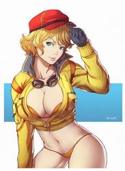 1girls blonde_hair blue_eyes bra cindy_aurum cleavage female female_only final_fantasy final_fantasy_xv gift_art jacket panties salaiix solo