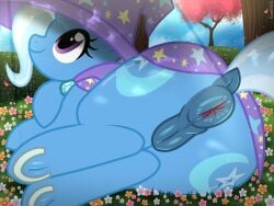 1_horn 2026 4:3 animal_genitalia animal_vulva anus artist_name blue_anus blue_body blue_fur blue_horn blue_mane blue_tail butt cape closed_smile clothed clothed_feral clothing cloud cutie_mark day detailed_background digital_drawing_(artwork) digital_media_(artwork) equid equine equine_genitalia equine_vulva eyelashes female female_feral feral flower friendship_is_magic fur genitals glistening glistening_anus glistening_eyes glistening_genitalia glistening_vulva grass hasbro hat headgear headwear hi_res hooves horn legs_together light looking_up lying mammal mane mouth_closed my_little_pony mythological_creature mythological_equine mythology nami955 on_grass on_ground on_side outside pattern_cape pattern_clothing pattern_hat pattern_headgear pattern_headwear plant print_cape print_clothing print_hat print_headgear print_headwear puffy_anus purple_cape purple_clothing purple_eyes purple_hat purple_headwear quadruped rear_view sky smile solo sunlight tail text tree trixie_(mlp) underhoof unicorn vulva wizard_hat