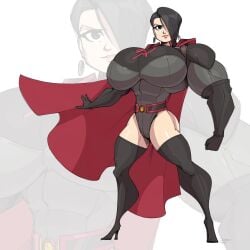 abs biceps breasts cape female jonpadraws muscles muscular muscular_arms muscular_female muscular_legs muscular_thighs soviet_superwoman