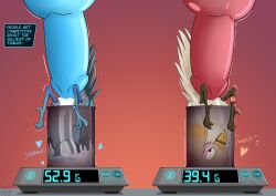 anklet anthro avian bdsm beak bestiality bird blue_beak blue_eyes blue_penis blue_talons bodily_fluids bondage bound brown_talons canid canine circe_(pankallisti) competition cum cum_drenched cum_drip cum_in_cloaca cum_inside dripping duo english_text excessive_cum excessive_genital_fluids extreme_penetration extreme_size_difference feathers female female_feral feral genital_fluids genitals heart_symbol hi_res jewelry knot knotted_penis larger_anthro larger_male male male/female male_on_feral mammal micro nonbinary_(lore) offscreen_male pankallisti penetration penis pink_penis sexual_competition shallow_penetration size_difference smaller_female smaller_feral speech_bubble stuck text weighing weighing_scale yellow_beak yellow_eyes