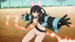 bottomless edited_screencap firefighter navel nipples nude_filter screenshot_edit tamaki_kotatsu uniform_female