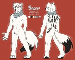 anthro ass canine cuntboy cuntboy/male cuntboy_only fox fur intersex intersex/male kiwi-heart_(artist) mammal model_sheet nude snow_(sxsnow) solo white_fur