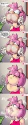 2026 5_fingers absurd_res amy_rose anthro anus biped black_nose blush butt clothed clothing cream_the_rabbit dialogue digital_media_(artwork) duo english_text eulipotyphlan eviltqf eyelashes eyes_closed female fingers gloves handwear hedgehog hi_res long_image mammal sega sonic_the_hedgehog_(series) tall_image text tongue tongue_out vore