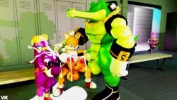 2_penises 2boys 2futas 3d 3d_(artwork) amy_rose anthro anthro_on_anthro avian balls big_penis bird black_shoes canid canine crocodile crocodilian cum cumdrip cumshot derpysasuke ejaculation erection eyelashes eyes_closed fox furry furry_futa furry_male furry_only futa_with_male futanari genitals gloves green_skin hand_on_head headphones hedgehog indoors intersex interspecies large_penis larger_male lock locker_room looking_at_another male male/male/futa mammal mature mature_futa mature_male muscles muscular muscular_male nipples orange_fur penis pink_fur purple_feathers reptile scalie sega sitting size_difference smaller_futa smaller_male smile sonic_(series) sonic_the_hedgehog_(series) swallow_(bird) tail tails_the_fox testicles thick_penis vector_the_crocodile wave_the_swallow