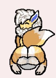 ampe_(lewdifiedampe) anonymous_character anthro backsack balls balls_on_face big_butt big_tail butt digital_media_(artwork) eeveelution eyes_closed facesitting fur generation_1_pokemon genitals jolteon lightifiedampe line_art male musk musky_balls musky_butt nintendo paws pixel_(artwork) pokemon pokemon_(species) shaded simple_background sitting sitting_on_another smile smiling_at_viewer solo tail white_body white_fur white_fur_tuft yellow_body yellow_fur