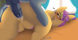 absurd_res alabaster balls bed bedroom big_balls big_penis blonde_mane blue_eyes bodily_fluids butt clitoris crotch_breasts cum cum_inside cutie_mark dialogue duo earth_pony ejaculation equid equine female from_behind_position front_view furniture genital_fluids genitals green_tail grey_body hasbro hi_res horse inside legs_in_air long_mane lying male male/female mammal mane my_little_pony nipples nude on_bed on_front orange_body penetration penis pillow pony purple_eyes purple_mane purple_tail quadruped rear_view sex skandikuwu smile solo spread_legs spreading sunlight_dancer tail teats window yellow_eyes yellow_tail