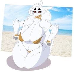 1girls 2026 anthro anthro_female anthro_only beach bikini bikini_bottom bikini_top breasts female female_only furry furry_female furry_only kneeling oc on_knees original_character tagme tagme_(artist) tagme_(character) thighs