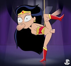 1girls black_hair bondage boots breasts dc_comics disembodied_penis double_penetration earring fellatio female holding_leg jcdw lasso_of_truth legs_up long_hair nipples oral penis pussy restrained shirt_pull spitroast standing_on_one_leg sucking surprised teen_titans teen_titans_go tiara vaginal_penetration wonder_woman wonder_woman_(series)