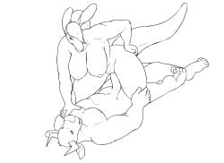 2015 5_fingers 5_toes animated animated_gif anthro anthro_on_anthro aodhan big_breasts black_and_white bovid bovine breasts cattle cowgirl_position duo erection feet female female_on_top female_penetrated fingers frank_westerveldt from_front_position genitals hand_on_chest hi_res horn kangaroo loop lying macropod male male/female male_on_bottom male_penetrating male_penetrating_female mammal marsupial monochrome navel nipples nude on_back on_bottom on_top penetration penile penile_penetration penis penis_in_vagina ritts sex short_playtime simple_background toes vaginal vaginal_penetration white_background