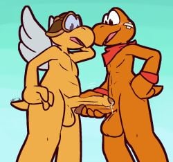 2026 anthro anthro_on_anthro aviation_gear balls bandage bandage_on_face big_balls big_penis black_eyes brown_glans brown_helmet duo erection feathered_wings feathers frottage genitals glans hand_on_head handjob kerchief koopa koopa_paratroopa koopa_troopa kooper looking_down male male/male mario_bros masturbation nintendo open_mouth orange_balls orange_body orange_glans orange_penis orange_scales paper_mario parakarry penile penile_masturbation penis penises_touching red_kerchief red_wristband scales scalie sex smile standing ultilix white_body white_feathers wings yellow_balls yellow_body yellow_penis yellow_scales