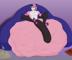 anthro aramisstargazer balls bean_bag big_balls big_penis canid canine cock_vore fox genitals group hi_res huge_balls huge_penis hyper hyper_balls hyper_genitalia hyper_penis male mammal multiple_prey penile penis reclining_pose sitting_on_balls todderz_(character) trio vore
