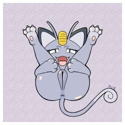 1:1 absurd_res alolan_form alolan_meowth anthro border butt felid female generation_7_pokemon genitals grey_body hi_res looking_at_viewer mammal mr_harinezumi nintendo pokemon pokemon_(species) presenting presenting_hindquarters presenting_vulva regional_form_(pokemon) smile solo spread_legs spreading tail vulva white_border