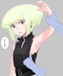 1femboy 2boys androgynous anon arm_grab armpit armpits blonde_hair bob_cut disembodied_hand femboy femboy_focus feminine_faced_male feminine_male floating_hands gay lio_fotia nervous petite petite_body petite_male promare questionable short_hair short_male sleeveless sleeveless_shirt slim slim_male slim_waist solo_focus suggestive thin_waist torn_clothes torn_clothing twink yaoi