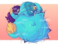 1boy areolae areolar_melanosis armpit_stubble arms_behind_head arms_up armwear ballsack bimbo_lips blue_skin breast_milk breasts breasts_bigger_than_head breasts_bigger_than_torso femboy fetal_movement full_lips ghost ghost_boy gigantic_breasts gold_lipstick golden_bikini hair_over_eyes huge_areolae huge_breasts huge_lips huge_nipples huge_thighs hyper_breasts hyper_pregnancy intersex lactating lactation large_lips lips male male_pregnancy mayternity milf_body nipples nude original_character oxart pregnant pregnant_male puffy_areola puffy_nipples purple_hair scrotal_raphe shortstack shortstack_femboy sling testicles thick_thighs thighhighs thighs useless_clothing wide_hips