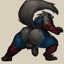 1:1 2026 absurd_res anthro blue_bottomwear blue_clothing blue_mask blue_pants bottomwear butt canid canine captain_america capwolf clothed clothing cryingfatcat digital_media_(artwork) exposed_butt fur genitals gloves grey_body grey_fur handwear hi_res looking_back male mammal marvel multicolored_clothing multicolored_topwear muscular muscular_anthro muscular_male mythological_canine mythological_creature mythology pants penis rear_view red_clothing red_eyes simple_background solo tail tan_background topwear torn_bottomwear torn_clothing torn_pants uniform werecanid werecanine werecreature werewolf white_clothing