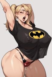 after_sex ai_generated blonde_hair cheating cheating_girlfriend civitai cum_dripping_out_of_pussy dc dc_comics erect_nipples harley_quinn huge_ass huge_breasts implied_cheating implied_sex jakespicer34 panties pigtails supervillain thick_thighs yawning