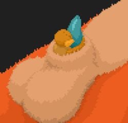 animal_genitalia anthro arachnid arthropod balls big_balls canid canine cyan_insides duo fluffy_balls fox genitals hugging_penis male mammal orange_body penis sheath sheath_vore spherical_balls spider ved_s ved_s_(fox) vore