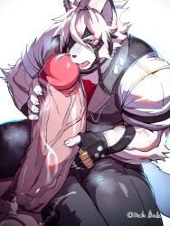 2024 3:4 anthro big_penis black_bottomwear black_clothing black_nose black_pants bodily_fluids bottomwear breath canid canine canis clothed clothed_anthro clothed_male clothing colored cum cum_on_clothing cum_on_pants cum_on_penis drooling duo fur furry_tail genital_fluids genitals glans hair hand_on_penis hatake hi_res holding_penis huge_penis hyper hyper_genitalia hyper_penis imminent_sex leaking_precum long_penis looking_at_genitalia looking_at_penis male male/male mammal mihoyo muscular muscular_arms muscular_male musky_penis nude pants penis penis_on_face pink_penis pink_tongue precum pubes red_eyes saliva shaded shirt signature snout tail tongue tongue_out topwear triceps vein veiny_muscles veiny_penis vest von_lycaon white_body white_clothing white_fur white_hair white_shirt white_topwear wolf zenless_zone_zero