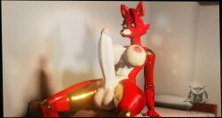 2025 3d_(artwork) abs animatronic anthro areola balls bed bedroom big_balls big_breasts big_penis black_border black_eyelids blurred_background border breasts canid canine casual_erection crossgender digital_media_(artwork) dutch_angle ear_piercing ear_ring erection eyelashes facial_piercing five_nights_at_freddy's fox foxy_(fnaf) fur furniture genitals glans glistening glistening_body green_eyes gynomorph hair hi_res huge_penis humanoid_genitalia humanoid_penis intersex looking_at_viewer machine mammal mtg_crossgender mti_crossgender nipples nose_piercing nose_ring on_bed penis piercing red_areola red_body red_fur red_hair red_nipples ring_piercing robot robot_anthro scottgames short_hair sitting sitting_on_bed solo tan_glans thick_thighs vladoknoaz113 watermark white_balls white_breasts white_penis wide_hips