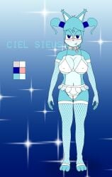 absurd_res anthro armwear blue_body blue_fur bottomwear ciel_sieus clothing crotchless_clothing crotchless_panties crotchless_underwear dancewear felid feline female fingerless_armwear fishnet_armwear fishnet_clothing fishnet_gloves fishnet_handwear fishnet_leggings fishnet_legwear fishnet_thigh_highs fur furenheit451 gloves handwear hi_res leggings legwear lingerie lynx mammal panties skirt solo thigh_highs thong tutu underwear white_bikini_top white_clothing white_lingerie white_tutu