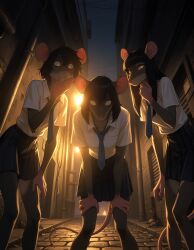 ai_generated anthro furry invoke_high rat_girl rat_tail school_uniform yellow_eyes