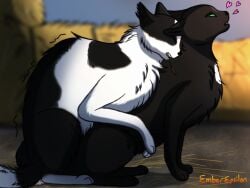 2026 4:3 barley_(warriors) barn black_body black_fur bodily_fluids cum digital_drawing_(artwork) digital_media_(artwork) domestic_cat duo emberepsilon_(artist) felid feline felis feral feral_on_feral feral_penetrated feral_penetrating feral_penetrating_feral floating_heart from_behind_position fur genital_fluids heart_symbol inside male male/male male_penetrated male_penetrating male_penetrating_male mammal nude open_mouth penetration ravenpaw_(warriors) sex side_view tail toony warriors_(book_series) white_body white_fur