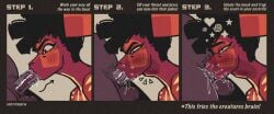 absurd_res afro anthro areye_(artist) balls blush bodily_fluids close-up comic duo english_text eyeliner genitals giraffid gynomorph_(lore) hi_res lo-lo_(areye) makeup male mammal markings mind_break musk neck_bulge nonbinary_(lore) okapi oral oral_penetration penetration penis pubes saliva saliva_on_penis solo_focus text trans_(lore)