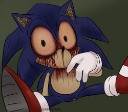 artist:ankifun blood_on_face blood_stain blue_body clitoral_hood cuntboy el_pendrive_azul_(creepypasta) hedgehog intersex intersex/male looking_at_viewer male open_legs pussy simple_background solo solo_focus sonic.exe_(series) sonic_(series) spread_legs vagina vulva