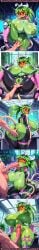 ai_generated bent_over blaster_master_zero bodily_fluids bodysuit cameltoe clothing_cutout comic cum cum_on_breasts disembodied_penis fellatio fingering first_person_view full_color goggles green_pussy green_skin hand_on_crotch huge_ass huge_breasts indoors kanna_(blaster_master) laboratory male_hands monster_girl nipples oral partially_unzipped penis pink_gloves plant_girl plant_hair plants pov pussy rampa69 saliva spandex spread_legs sweat tail thick_thighs tight_clothes wet
